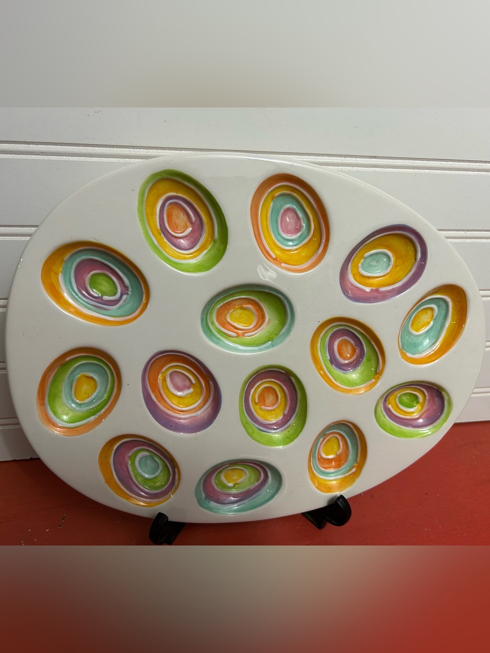Deviled Egg Tray - Bella Casa by Ganz - Easter Platter Ceramic Serving Tray